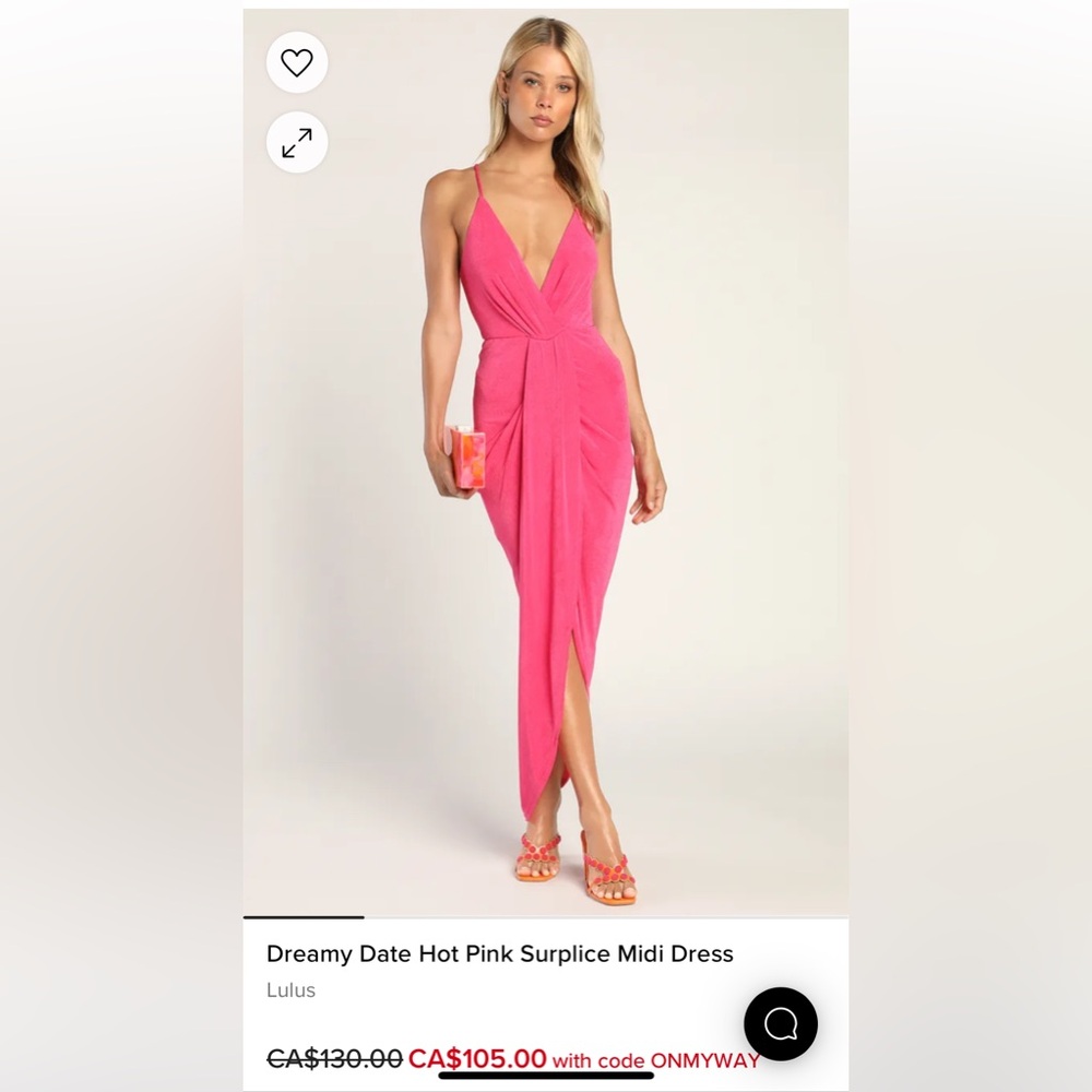 Lulus Dreamy Date Hot Pink Midi Dress - Size Small